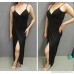 Womens Beach Cover up Plus Size Spaghetti Strap Backless Bikini Wrap Long Dress Black B07D7MR6D5